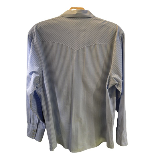 Men's Wrangler Western Shirt Blue/White Stripe Size 2XLT - Picture 2 of 6